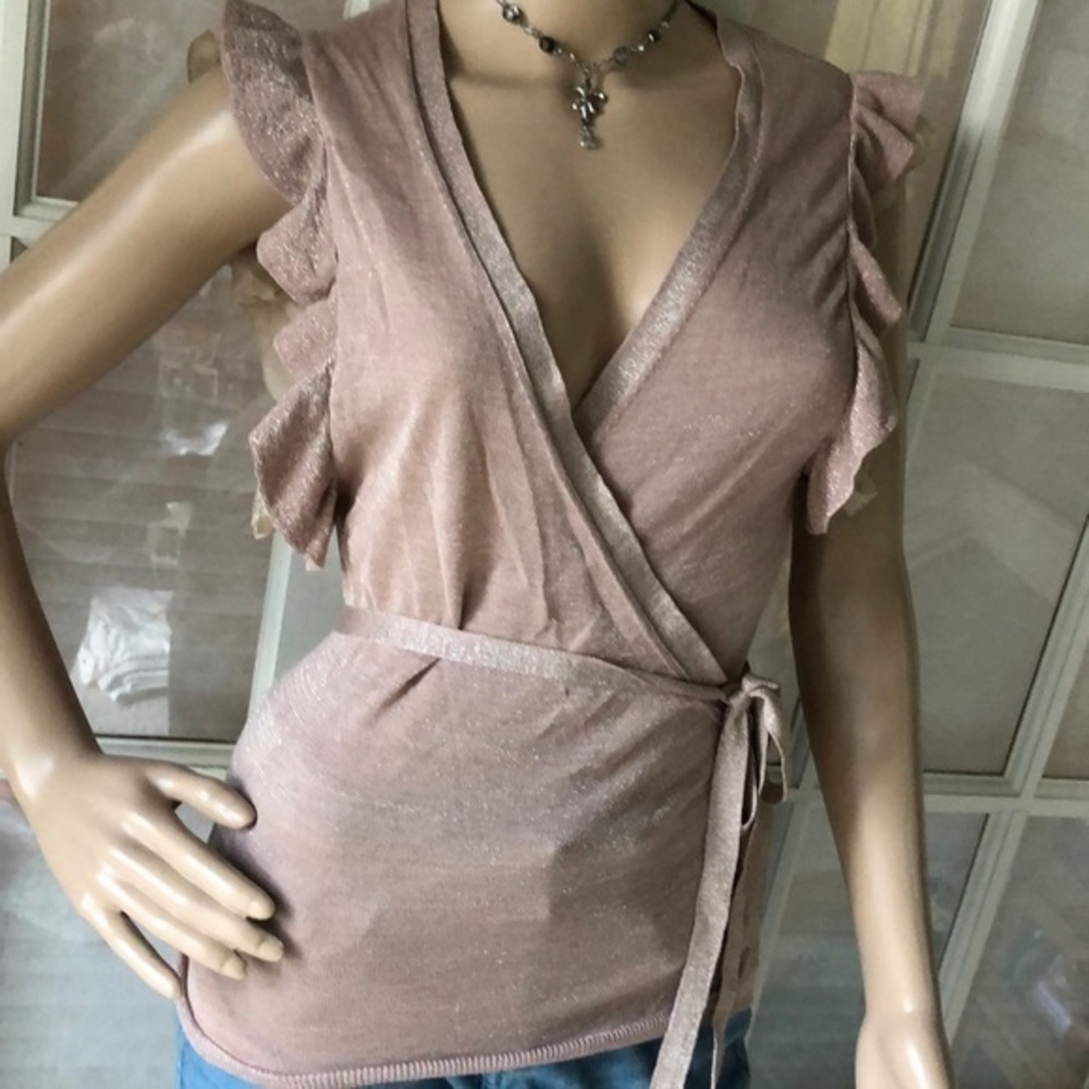 BR Shimmery champagne pink feminine flirty top